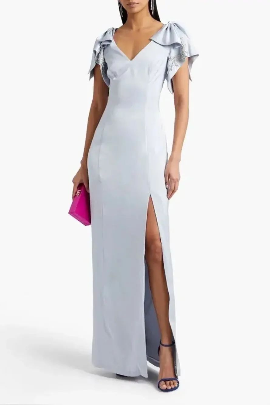 MARCHESA
Satin-Crepe Embellished Gown